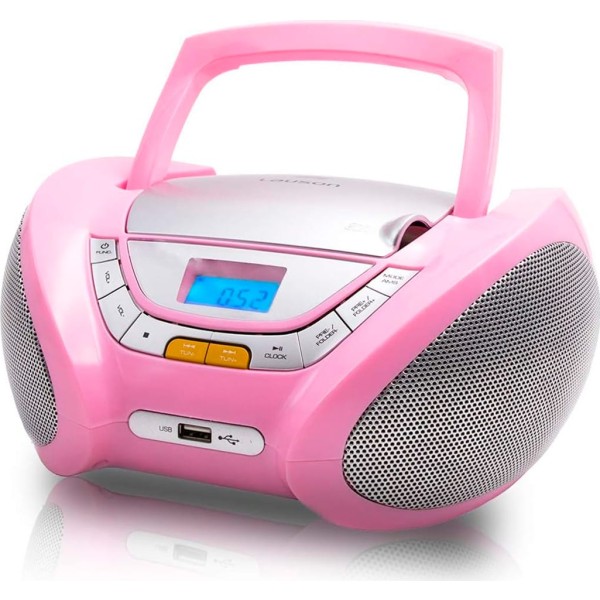 Lauson cp748 rosa / reproductor radio cd con altavoces incorporados